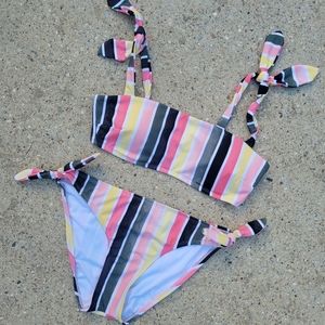 True Craft Stripe Bikini Set - Size Medium (Excellent Condition)